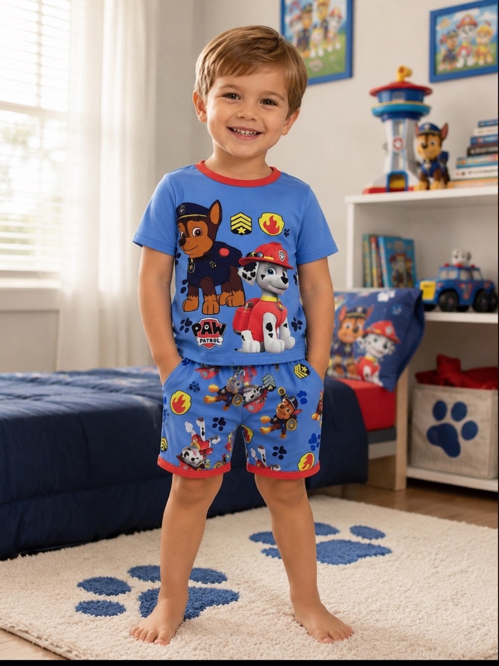 New Boys Boutique PAW Patrol Short Set Casual Summer Cotton Blend Chase Marshall